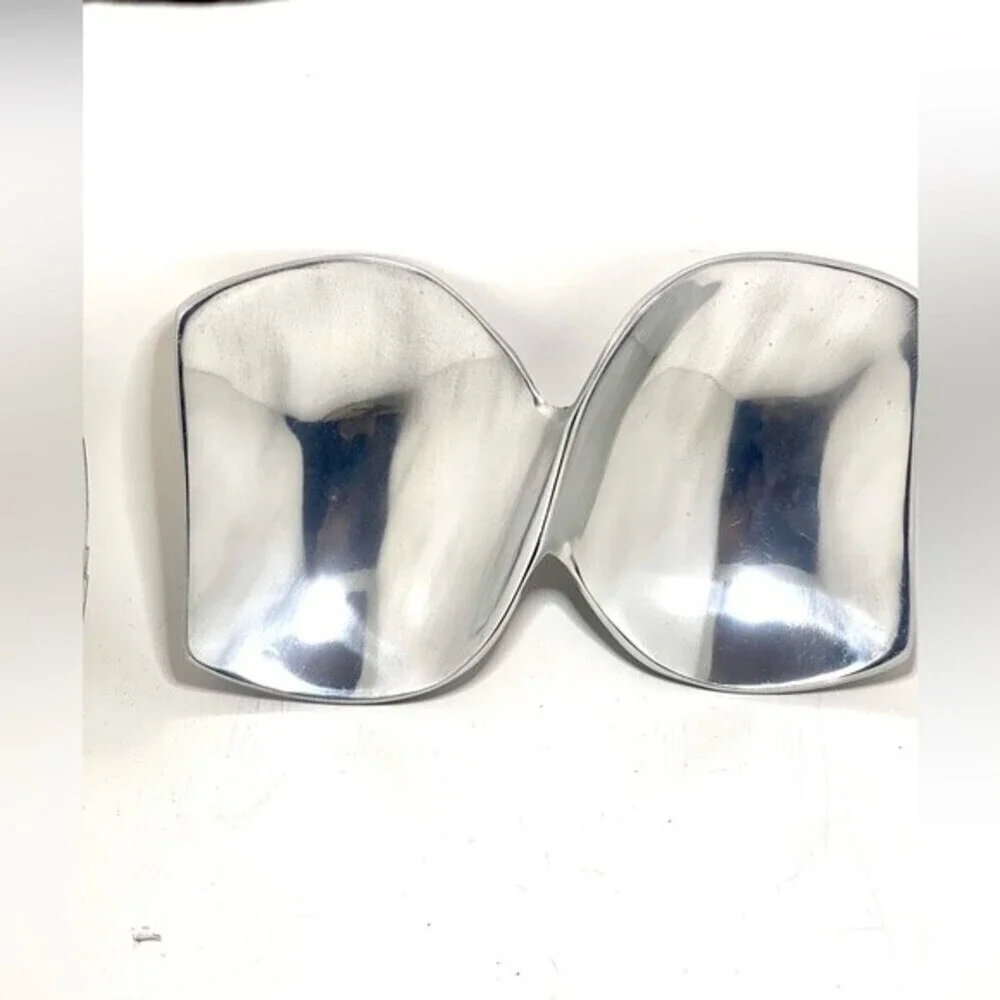 Ihi India Polished Aluminum Double Serving Bowl. - Picture 2 of 5